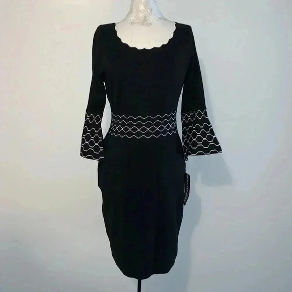 Nicole Leonard Scalloped Neck Sweater Dress - Picture 5 of 9
